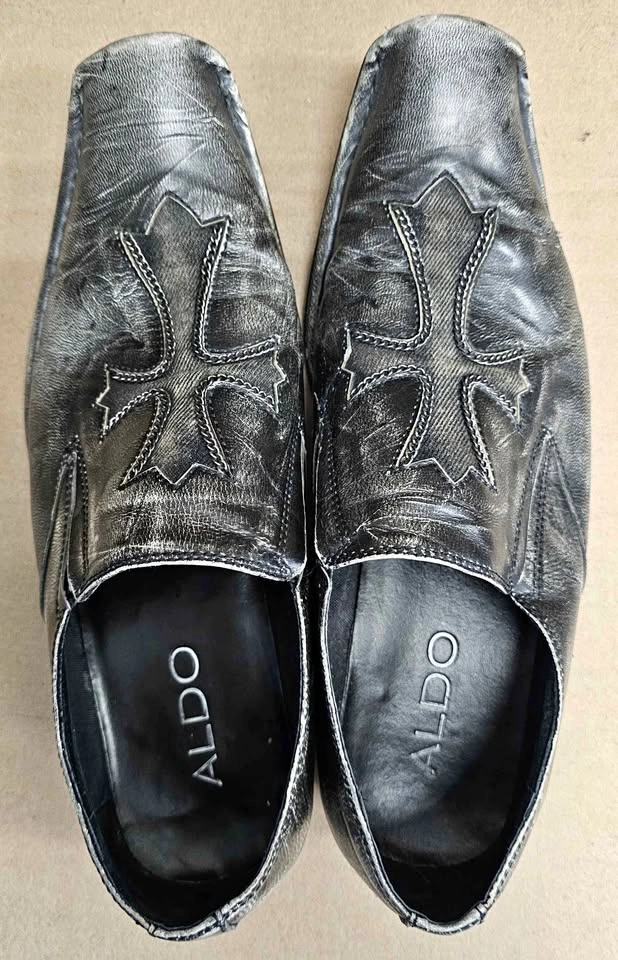 ALDO Kaman Men's Y2K Gothic Cross Distressed Loafers - US 8