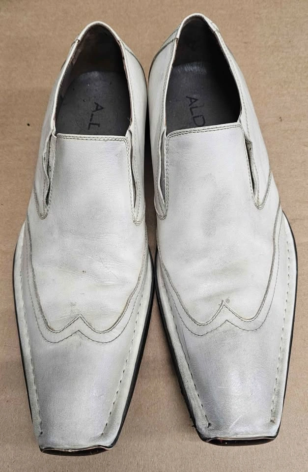 ALDO Men's Y2K Off-White Distressed Leather Square Toe Loafers - photo 2