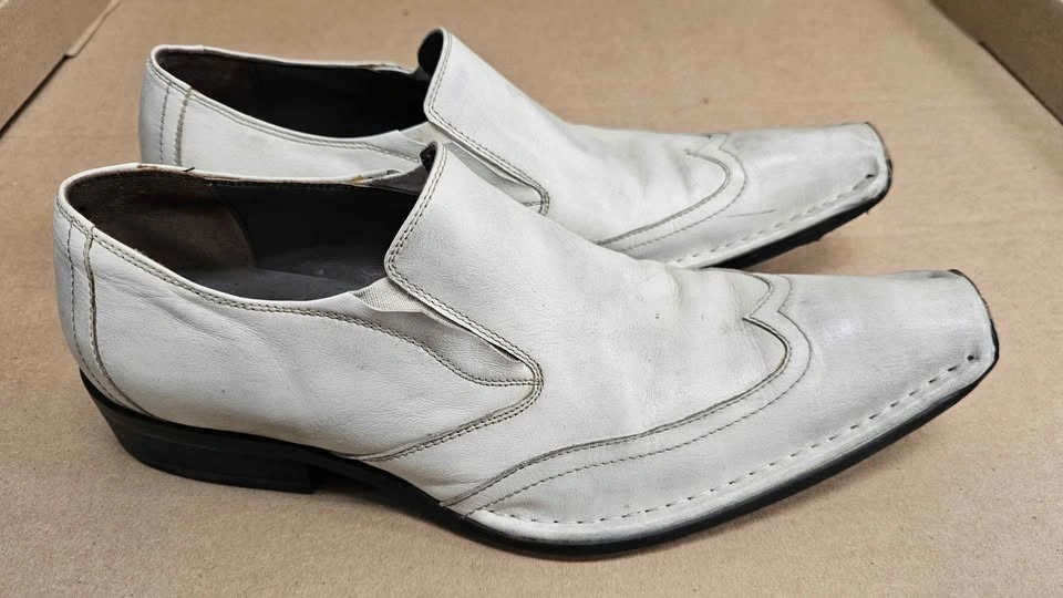 ALDO Men's Y2K Off-White Distressed Leather Square Toe Loafers - photo 3