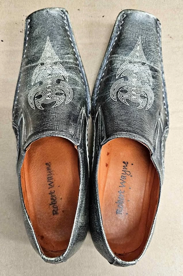 Robert Wayne Men's Y2K Gothic Tribal Distressed Loafers US 8
