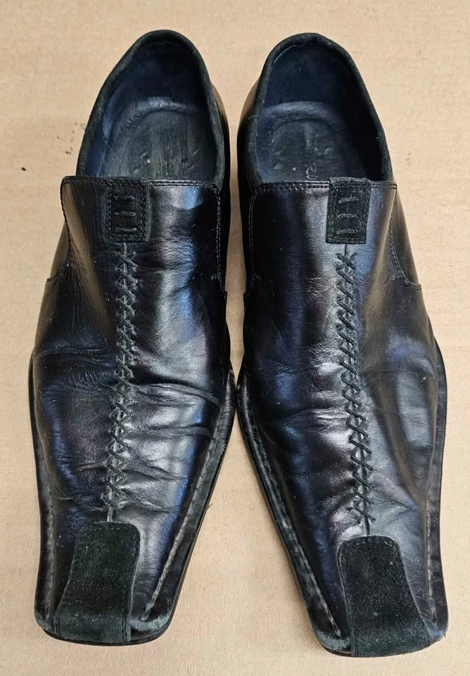 Robert Wayne Men's Y2K Black Leather Square Toe Loafers - 8 - photo 2