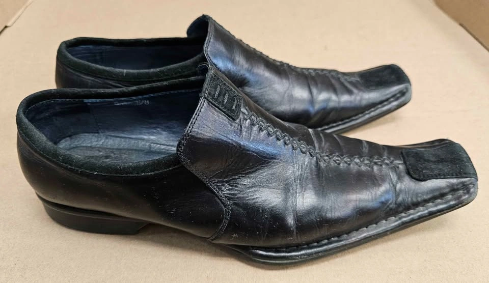 Robert Wayne Men's Y2K Black Leather Square Toe Loafers - 8 - photo 3