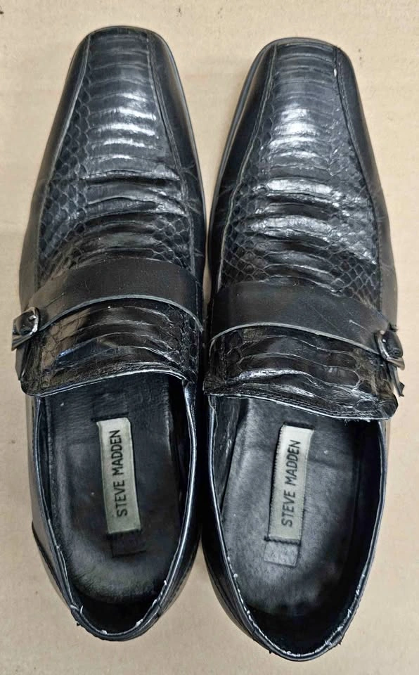 Steve Madden DAFOE Men's Y2K Black Snakeskin Loafers Size 8