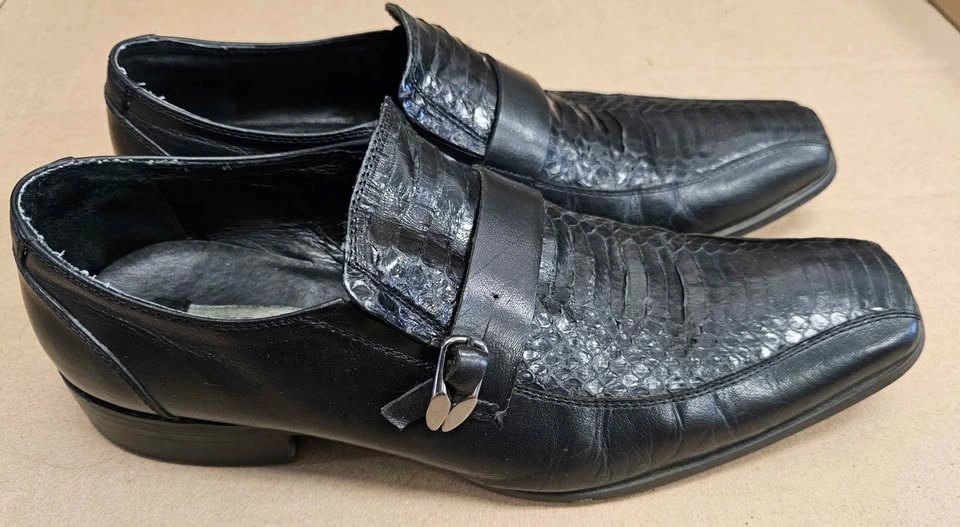 Steve Madden DAFOE Men's Y2K Black Snakeskin Loafers Size 8 - photo 3