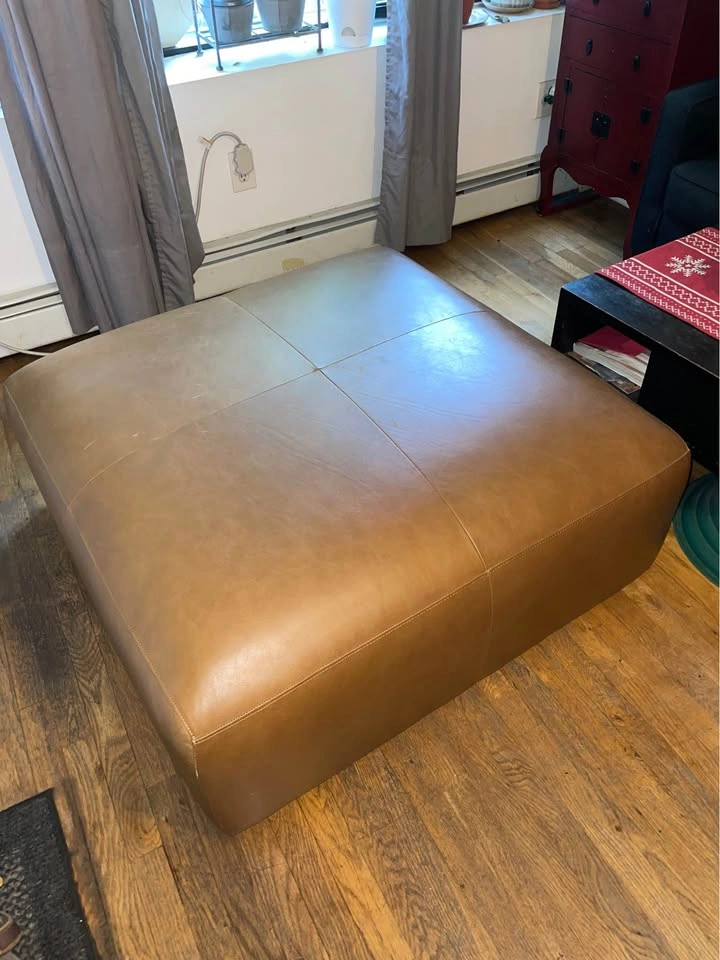 WILLIAMS SONOMA Leather ottoman - photo 3