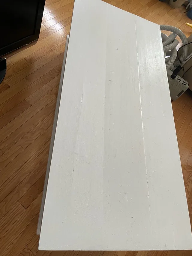 White wooden TV table