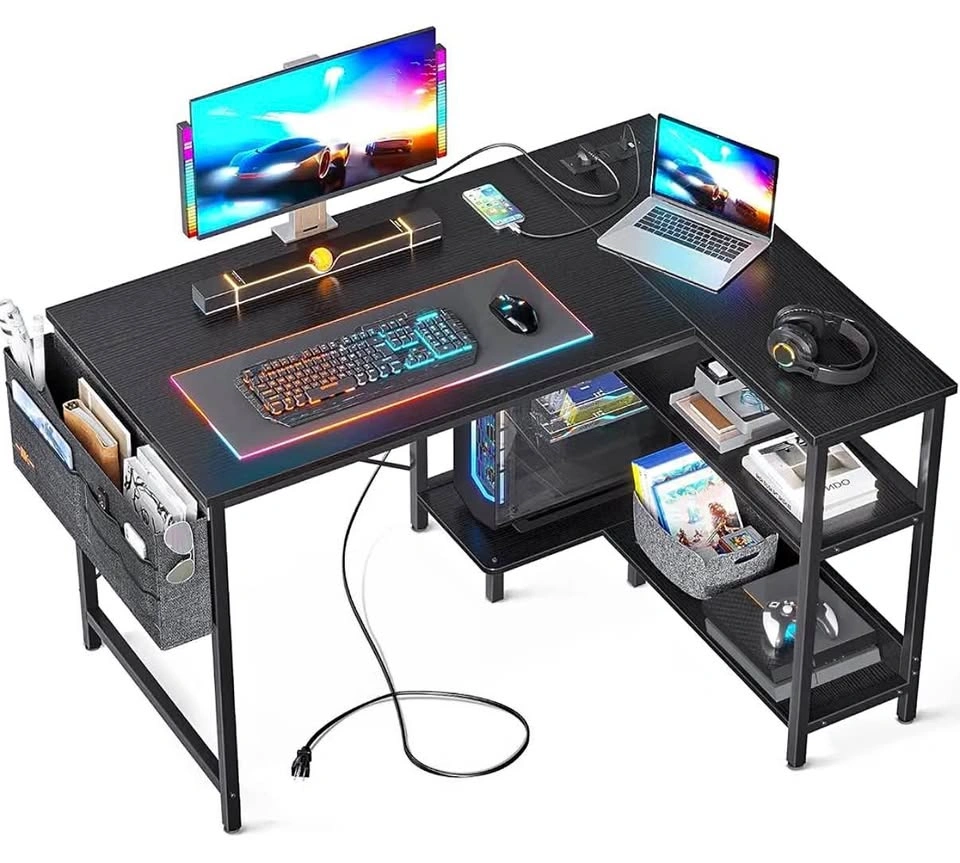 EUC 40” L-Shaped Desk with Built in Outlets