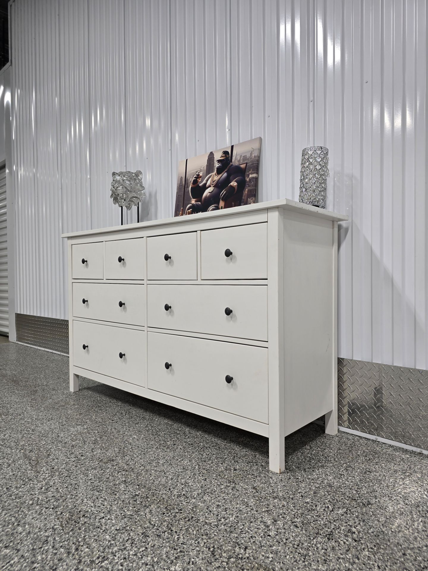Glossy White 8-Drawer Solid Wood Dresser – Discontinued Color