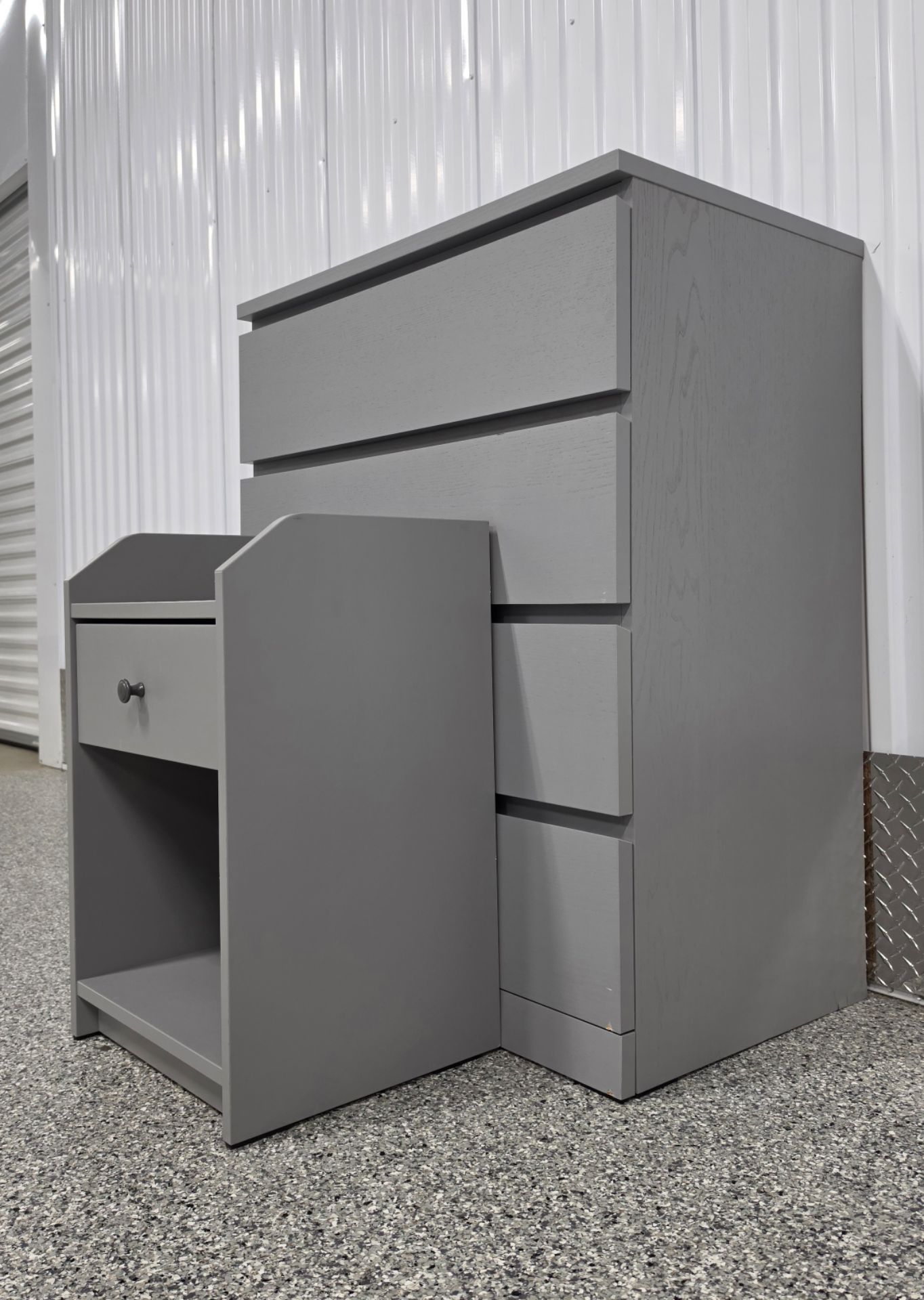 Gray Nightstand with Drawer and Open Shelf - photo 2