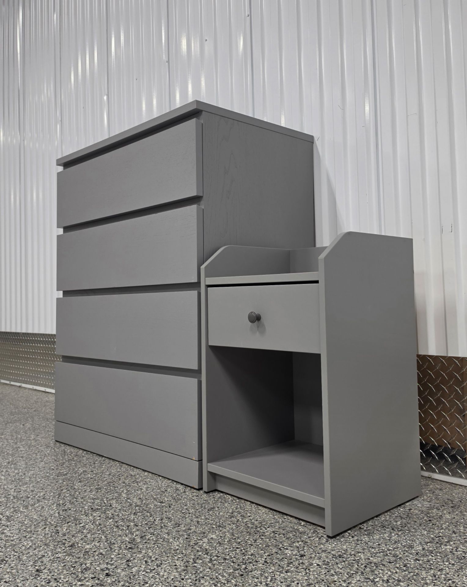 Gray Nightstand with Drawer and Open Shelf - photo 3