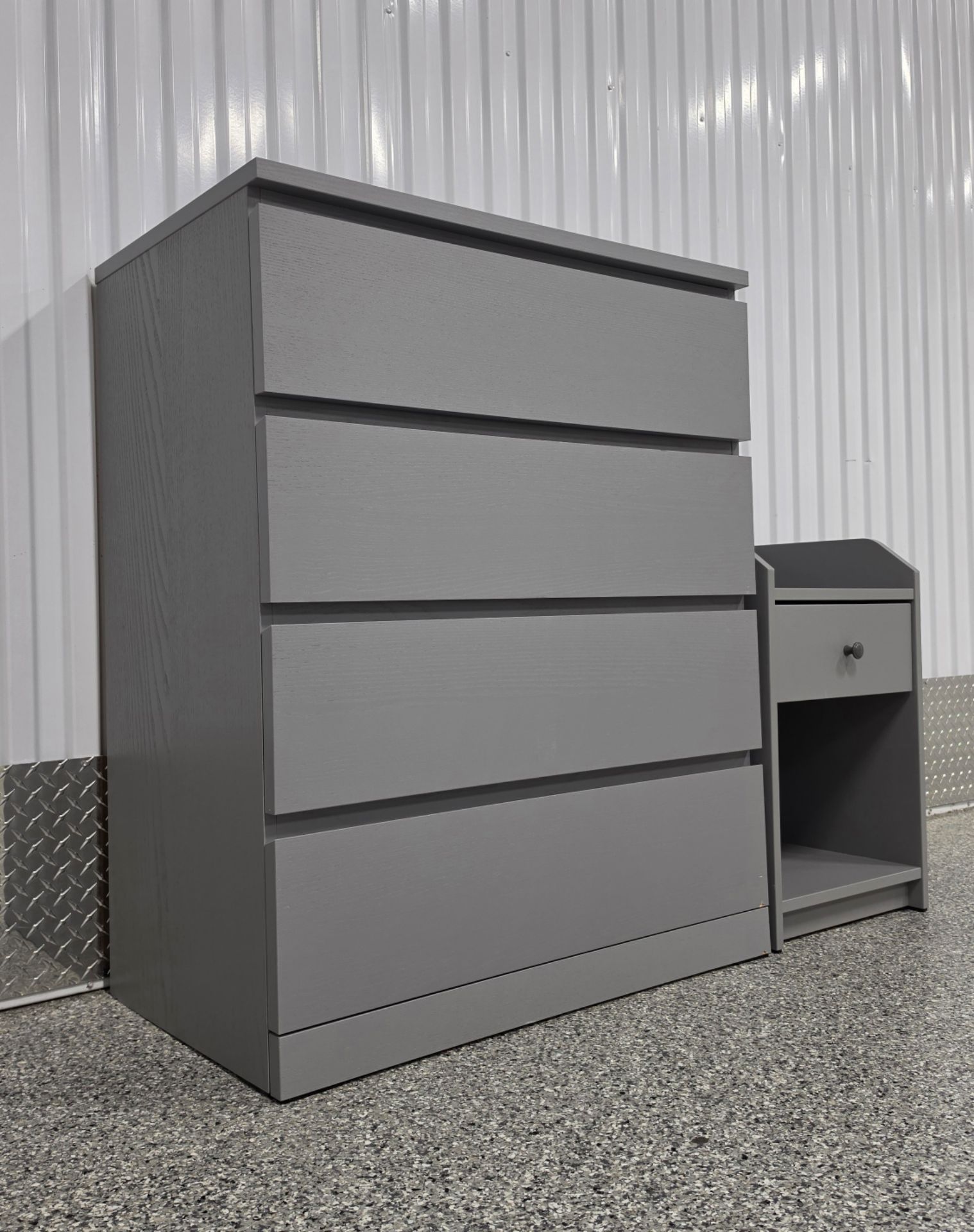 Gray Nightstand with Drawer and Open Shelf - photo 4