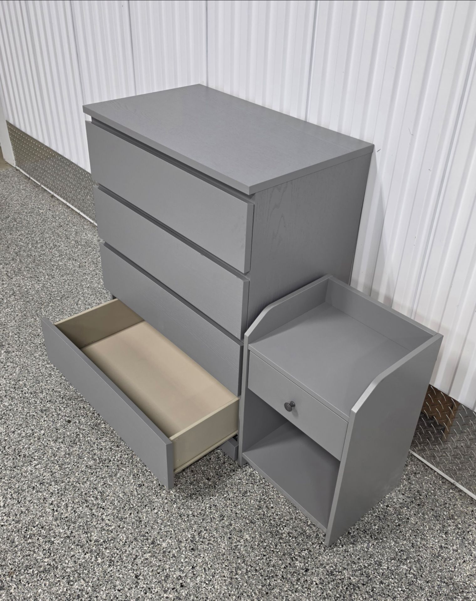 Gray Nightstand with Drawer and Open Shelf - photo 5