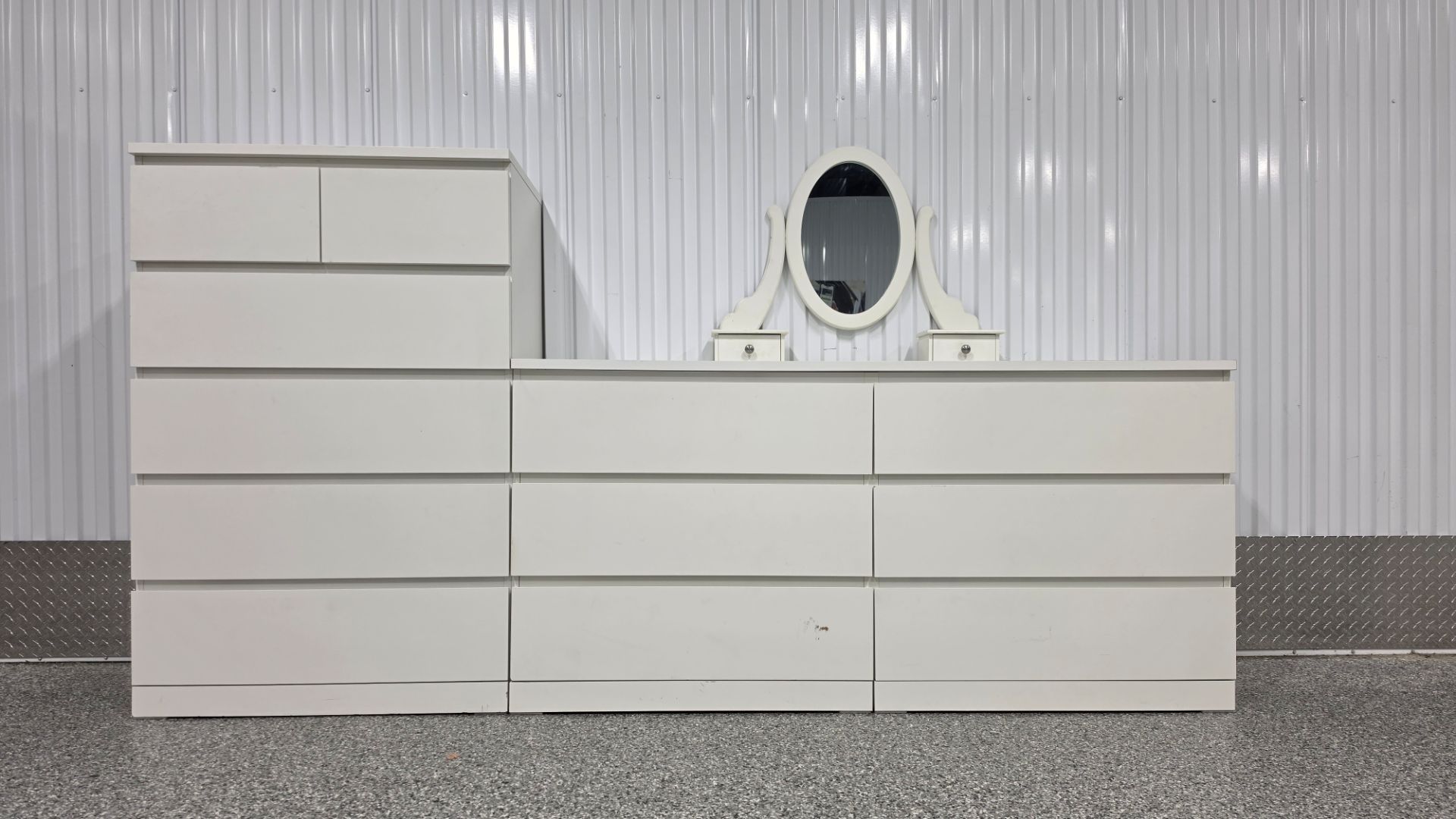 White Dresser and Chest of Drawers Set