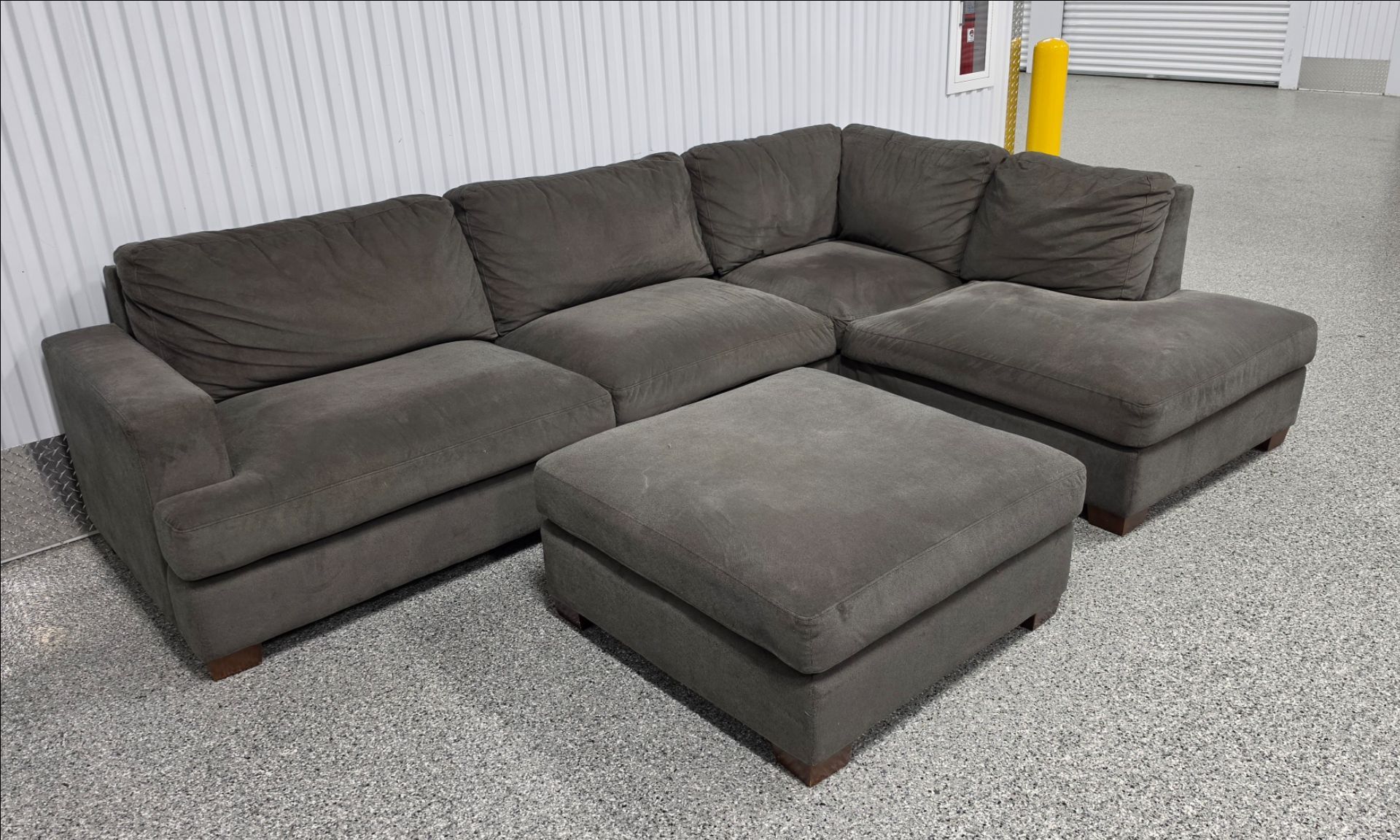 Gray Sectional Sofa with Ottoman