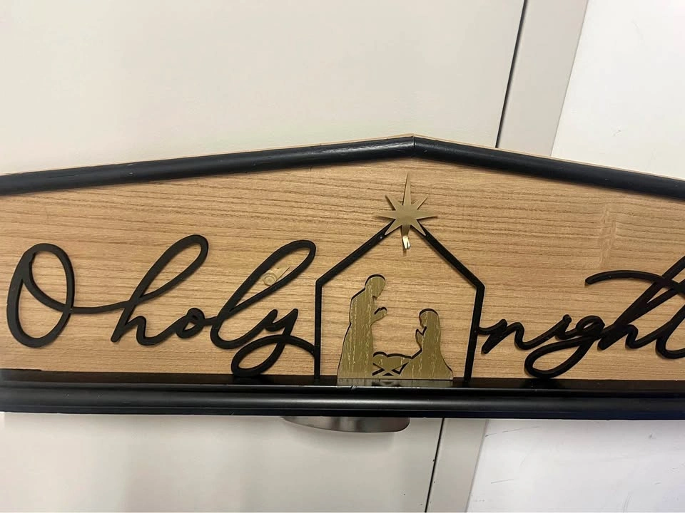 O Holy Night Nativity Wooden Wall Sign