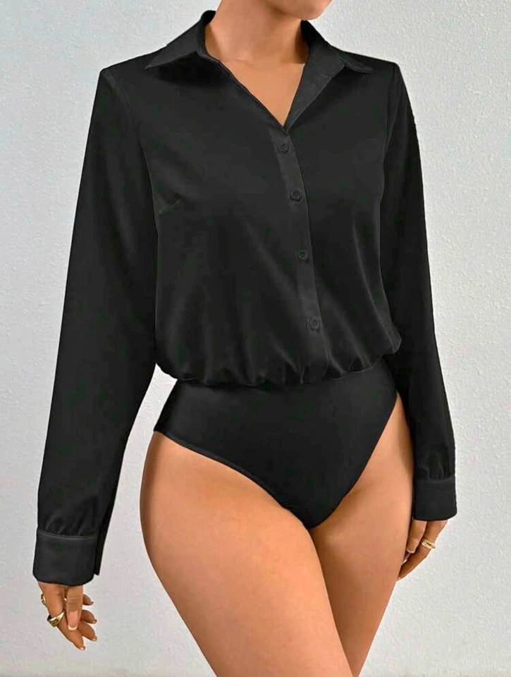 Elegant Women's White Long Sleeve Bodysuit