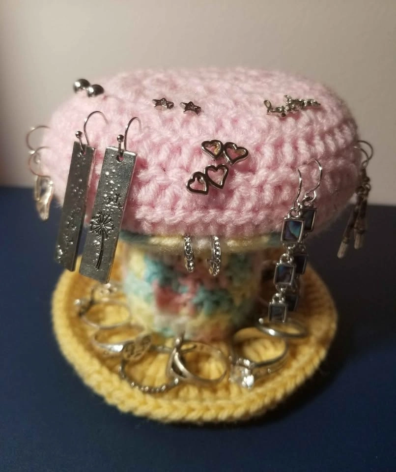 Colorful Crochet Mushroom Jewelry Holder - photo 3