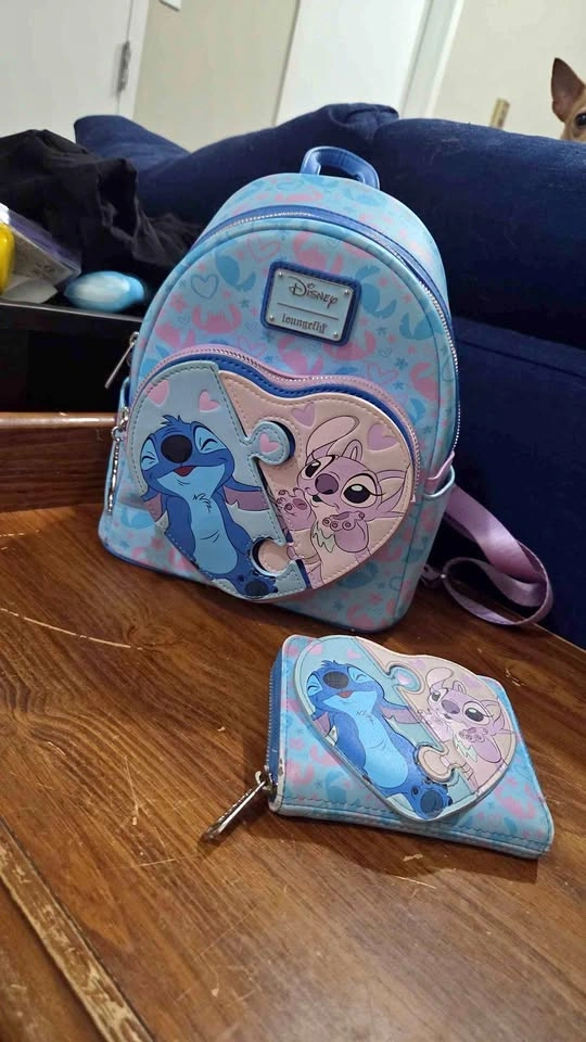 Stitch and angle backpack and wallet