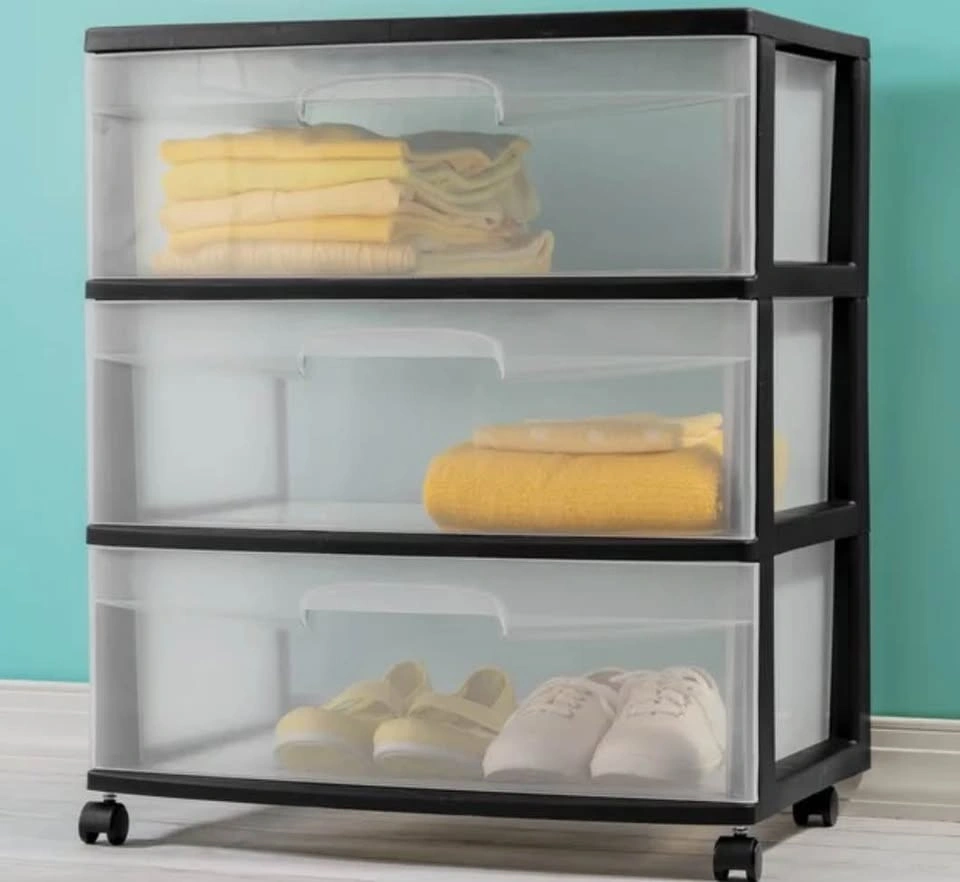 Sterilite 3 Drawer Wide Cart, Black - 3 Count - photo 2