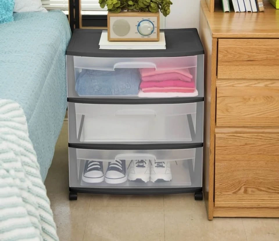 Sterilite 3 Drawer Wide Cart, Black - 3 Count - photo 3