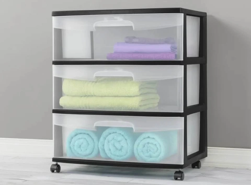 Sterilite 3 Drawer Wide Cart, Black - 3 Count - photo 4