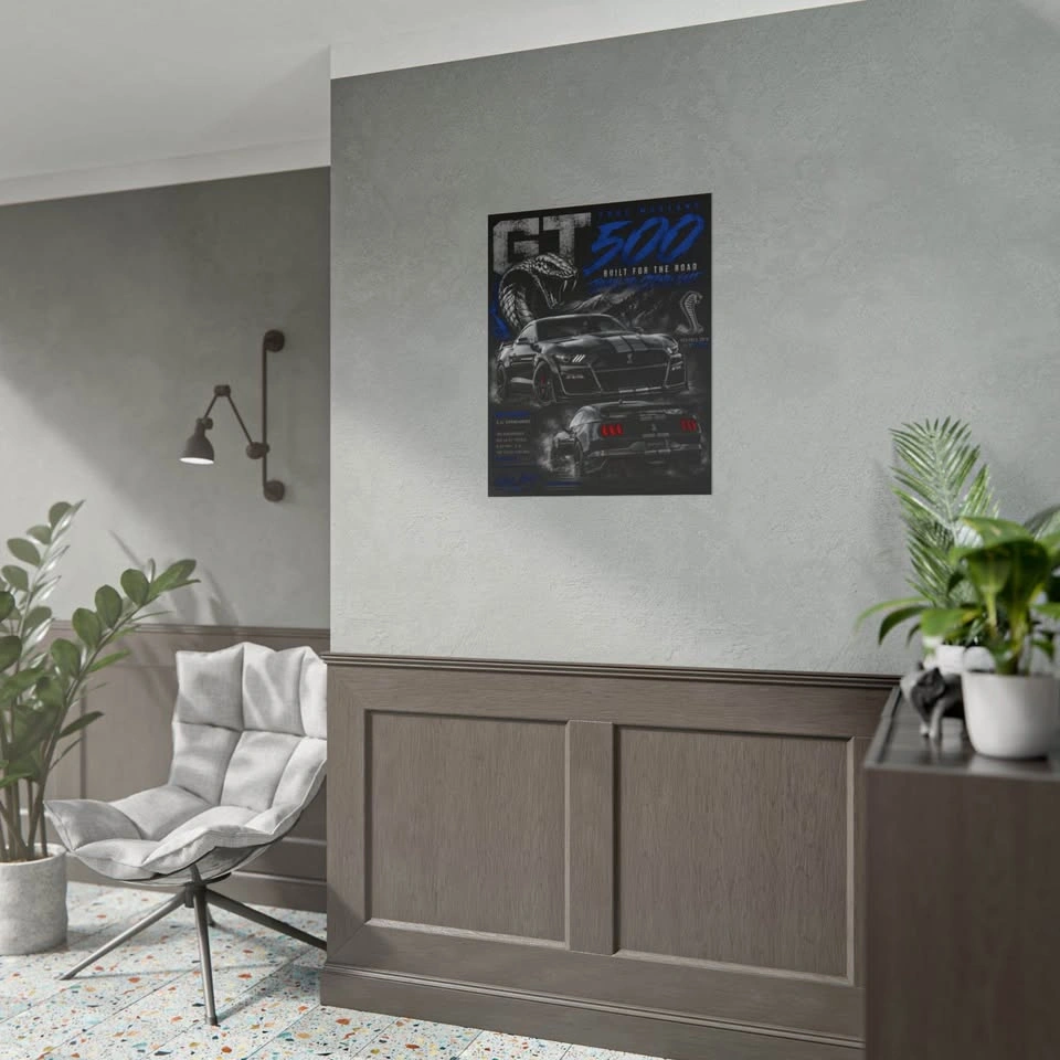 GT500 Shelby Mustang Poster 24" x 30" | Black Muscle Car Graphic - photo 4