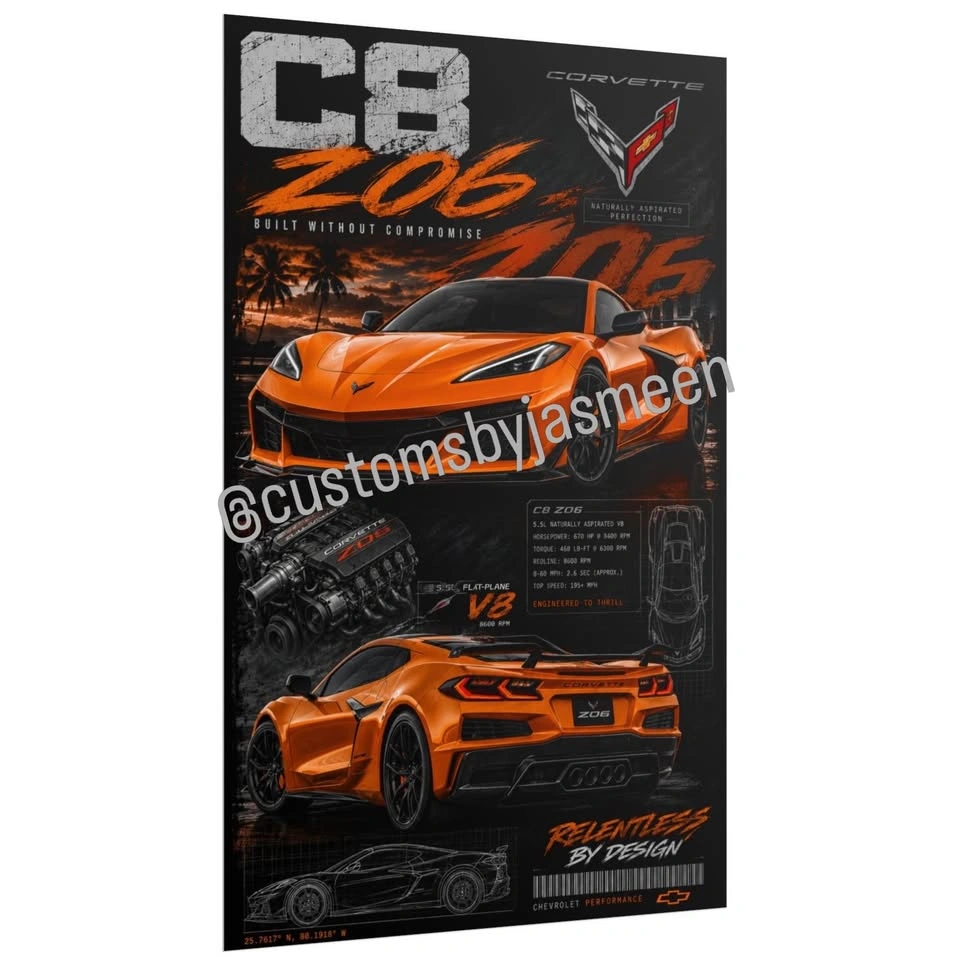 C8 Z06 Corvette 16" x 24" Poster | Sports Car, V8 Engine Specs - photo 2