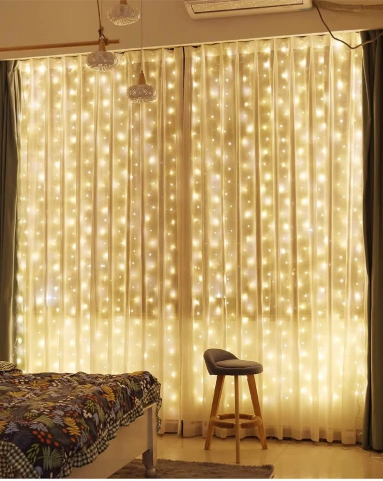 300 LED Curtain Fairy Lights with Remote, 9.8 × 9.8 Ft - photo 3