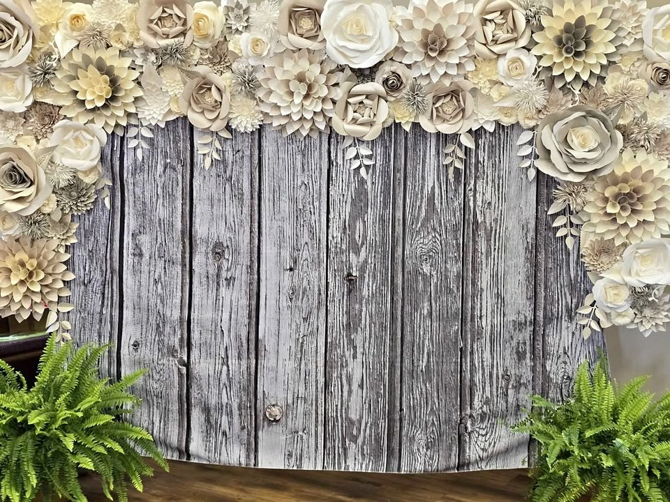 Paper flower Handmade backdrop/arch with fabric
