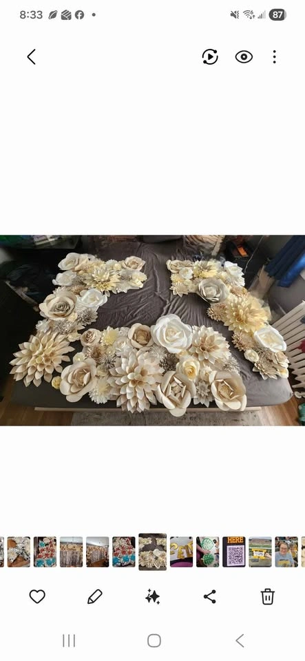 Paper flower Handmade backdrop/arch with fabric - photo 5