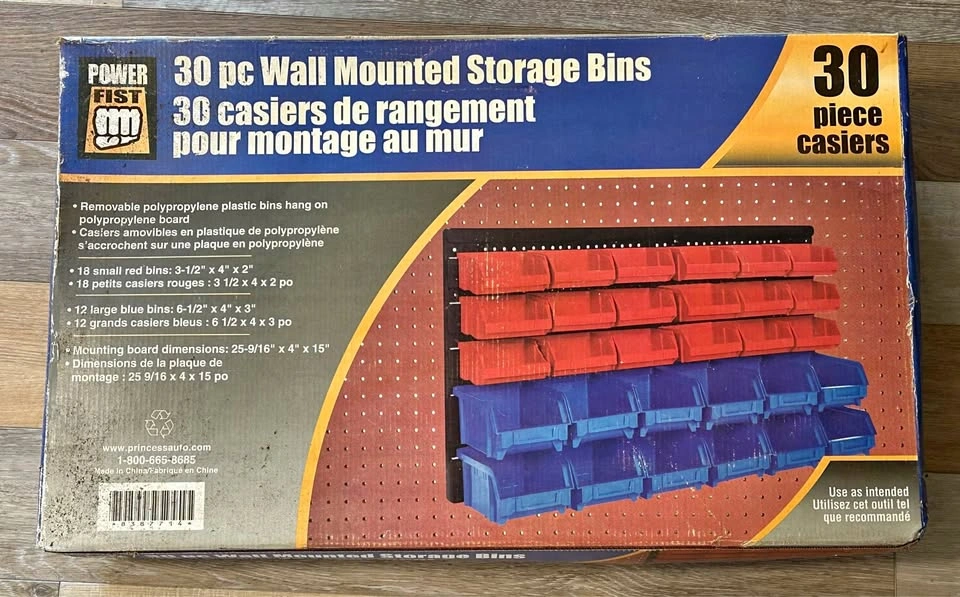 Power Fist 30-Piece Wall Mounted Storage Bin Set
