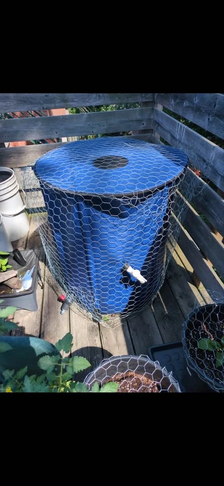 Collapsible Rain Barrel + downspout extender