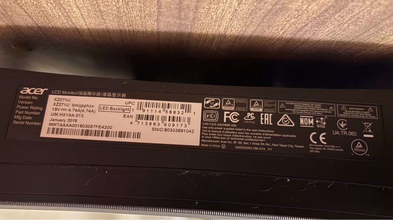Acer 27” 1440p 2k 144hz Curved Monitor - photo 2