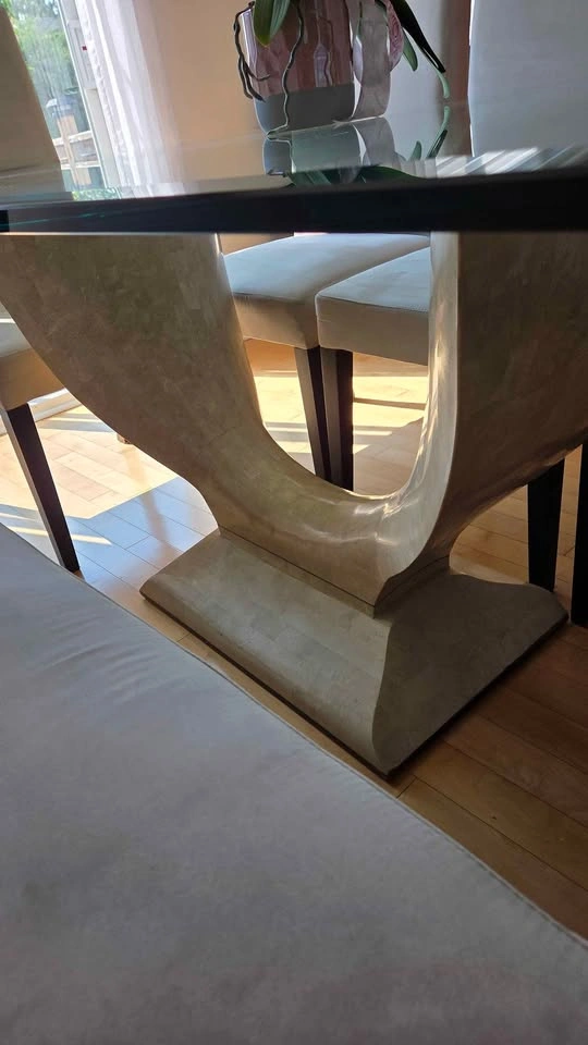 Glass dining room table with marble base - photo 5