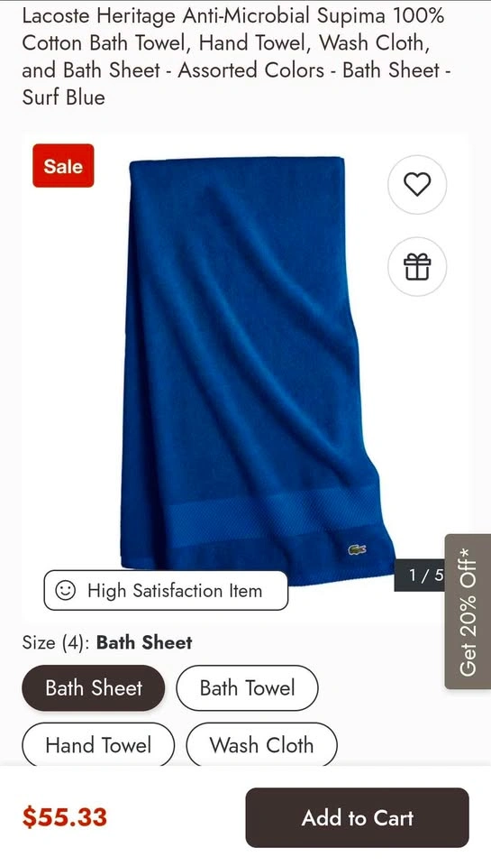 Lacoste bath sheet towel - photo 5