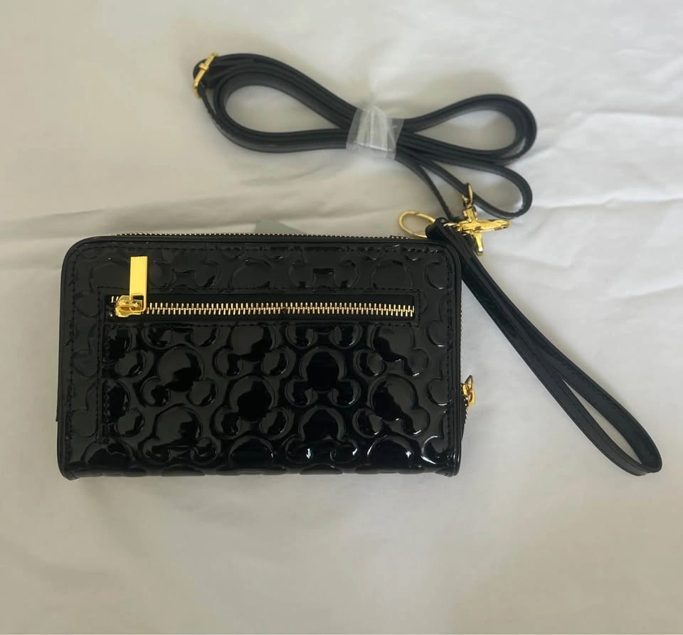 Disney Parks Black Patent Leather Mickey Mouse Wallet Crossbody - photo 2
