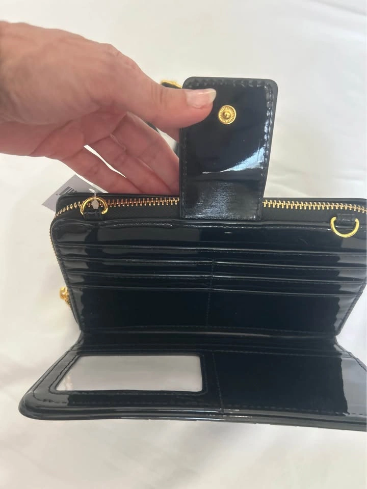Disney Parks Black Patent Leather Mickey Mouse Wallet Crossbody - photo 5