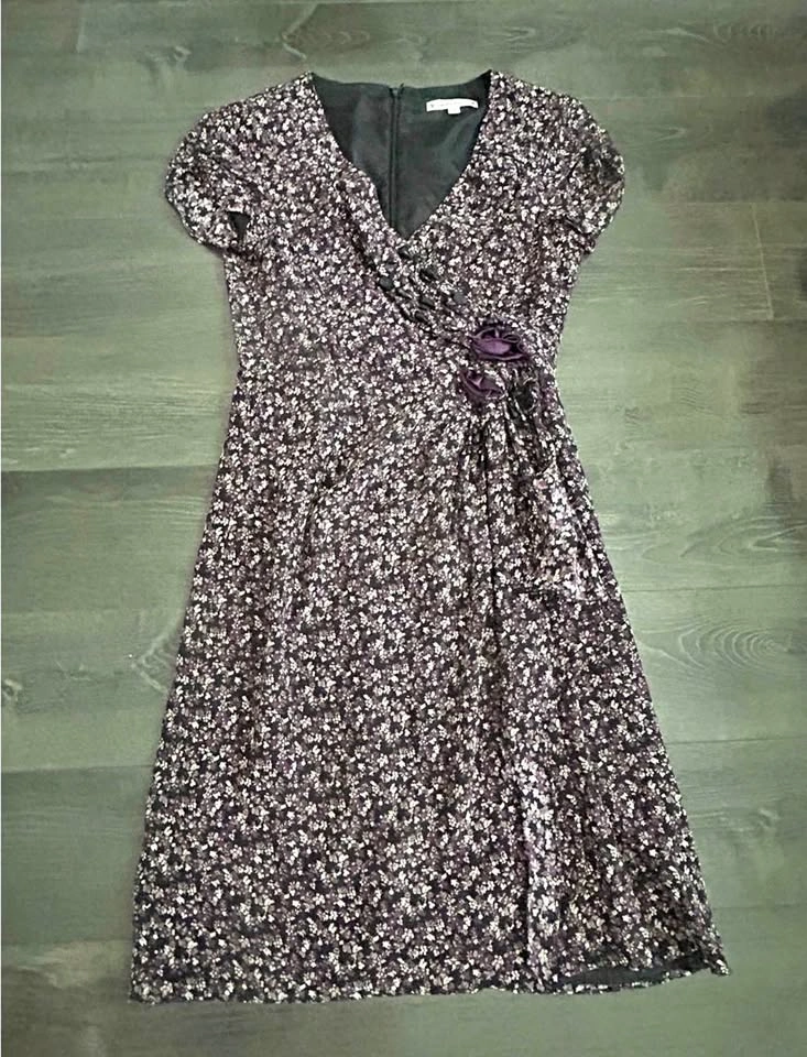 Y2K VINTAGE Nanette Lepore 100% Silk Beaded Floral Midi Dress