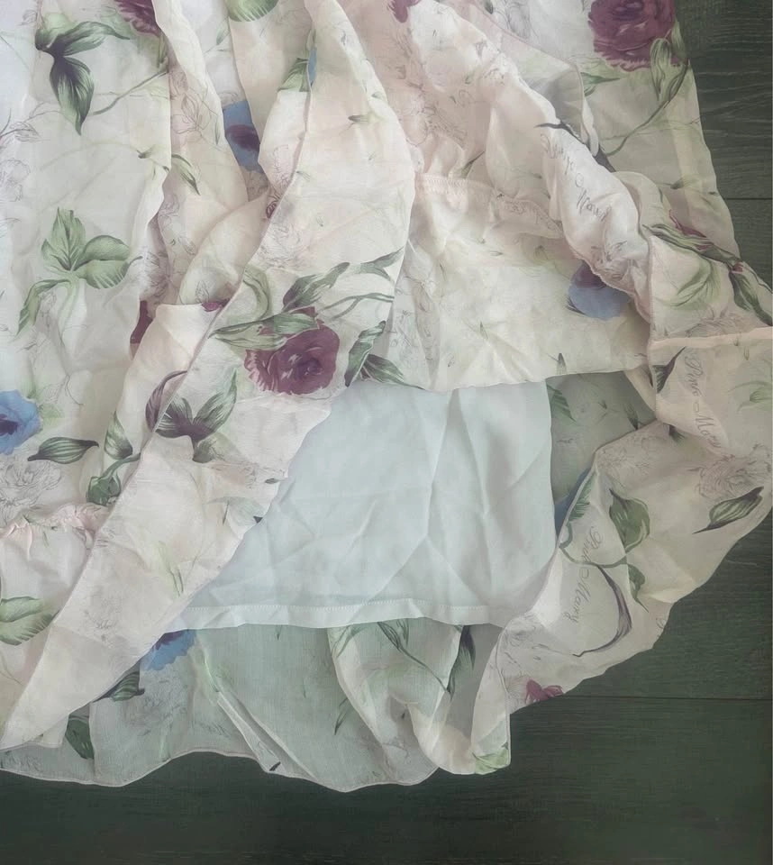 NWT Pink Mary Floral Chiffon Tiered Maxi Dress Rosette Lace - photo 4