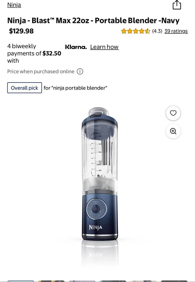 BNIB NINJA blastmax portable blender 22 oz