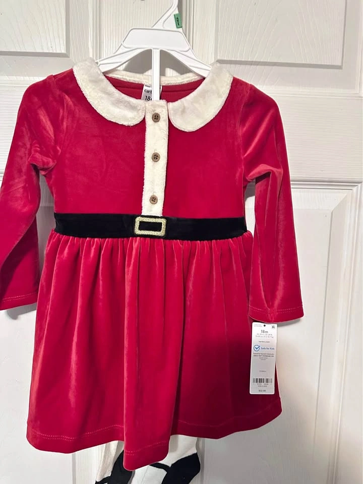 BNWT Carters Santa dress with leggings-18 mths