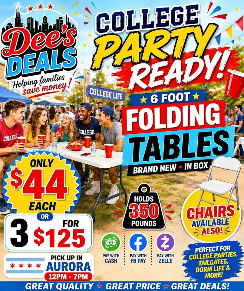 6 foot folding tables BRAND NEW IN BOX ONLY $44