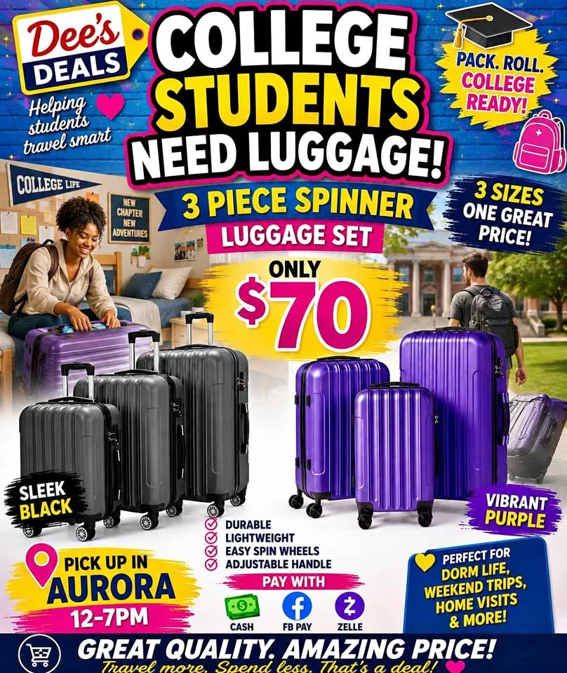 3 Piece Spinner luggage set BRAND NEW IN BOX ONLY $70