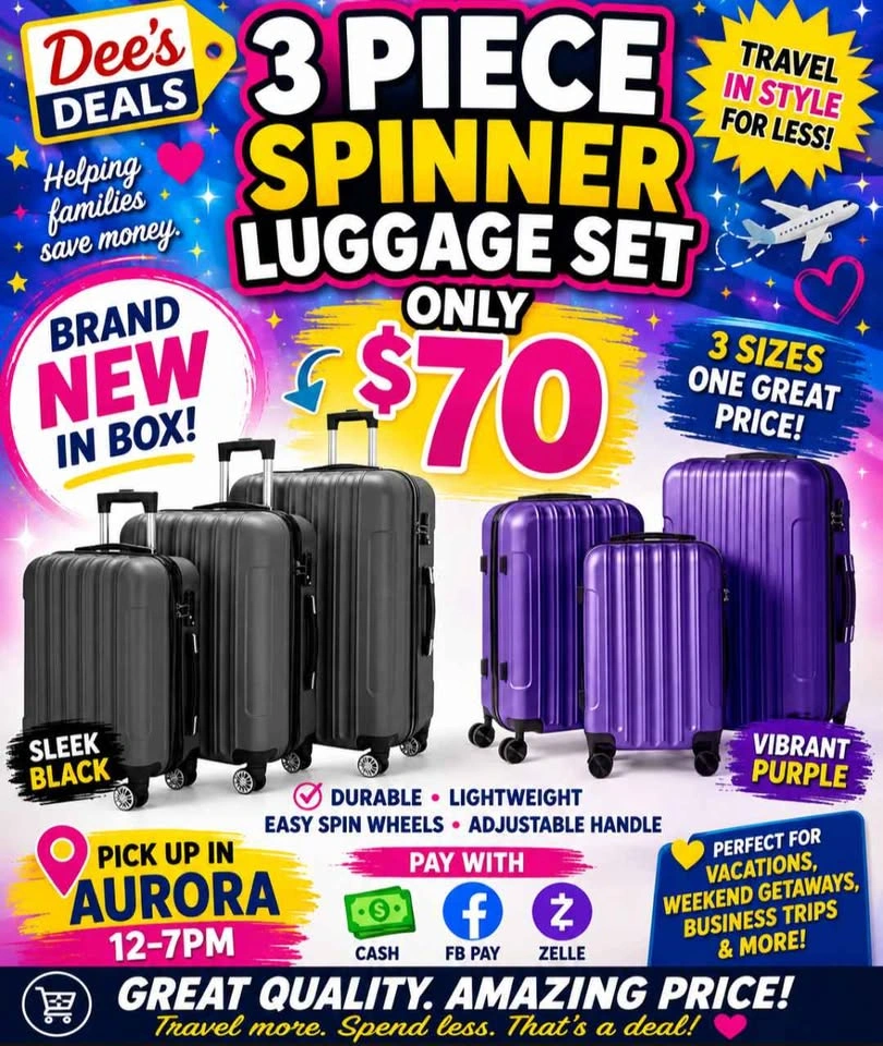 3 Piece Spinner luggage set BRAND NEW IN BOX ONLY $70 - photo 2