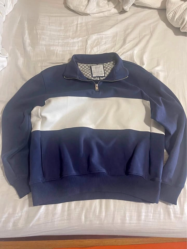 Denim Flower quarter zip