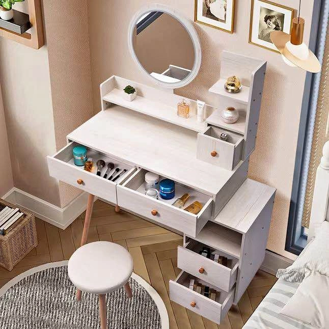 LED Vanity Table Set w/ Mirror & Stool