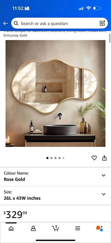 Modern Wall Mirror – Gold Frame New in Box