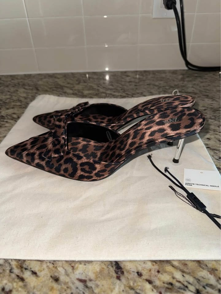 Zara Leopard Print Bow Kitten Heel Mules - photo 3