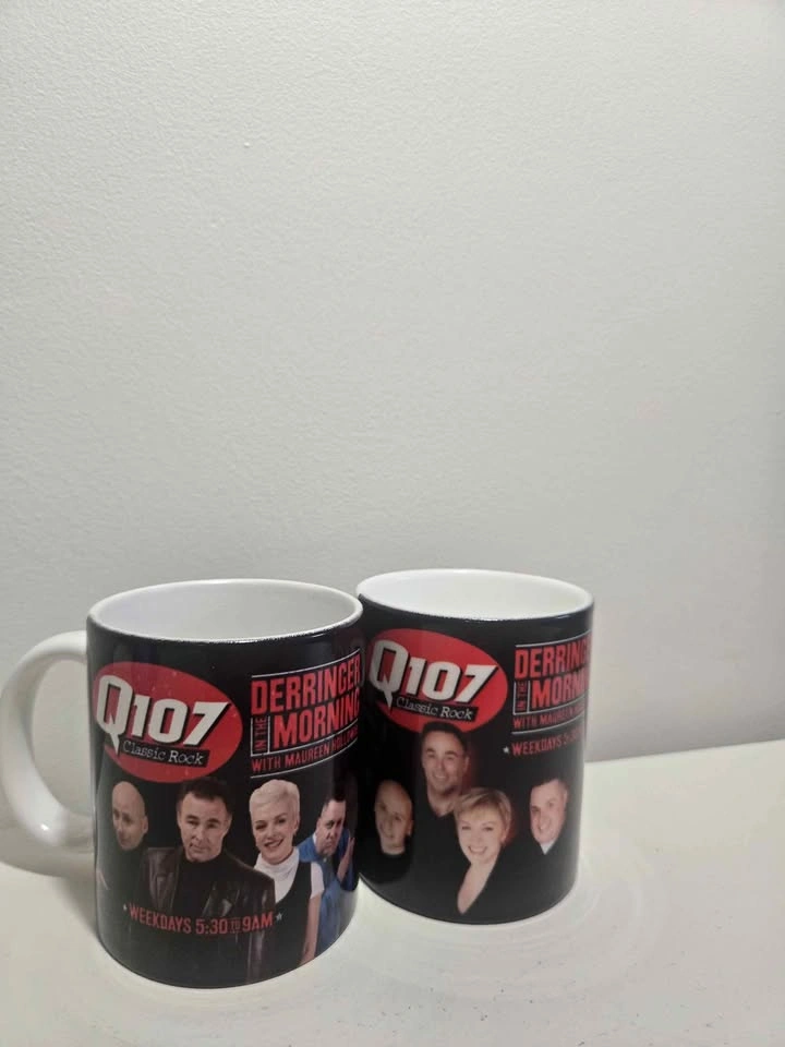 Q107 Derringer in the Morning Classic Rock Coffee Mugs - Set of