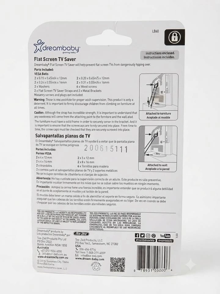 Brand New Dreambaby TV Anti-Tip Straps - Prevents TV Tipping - photo 2